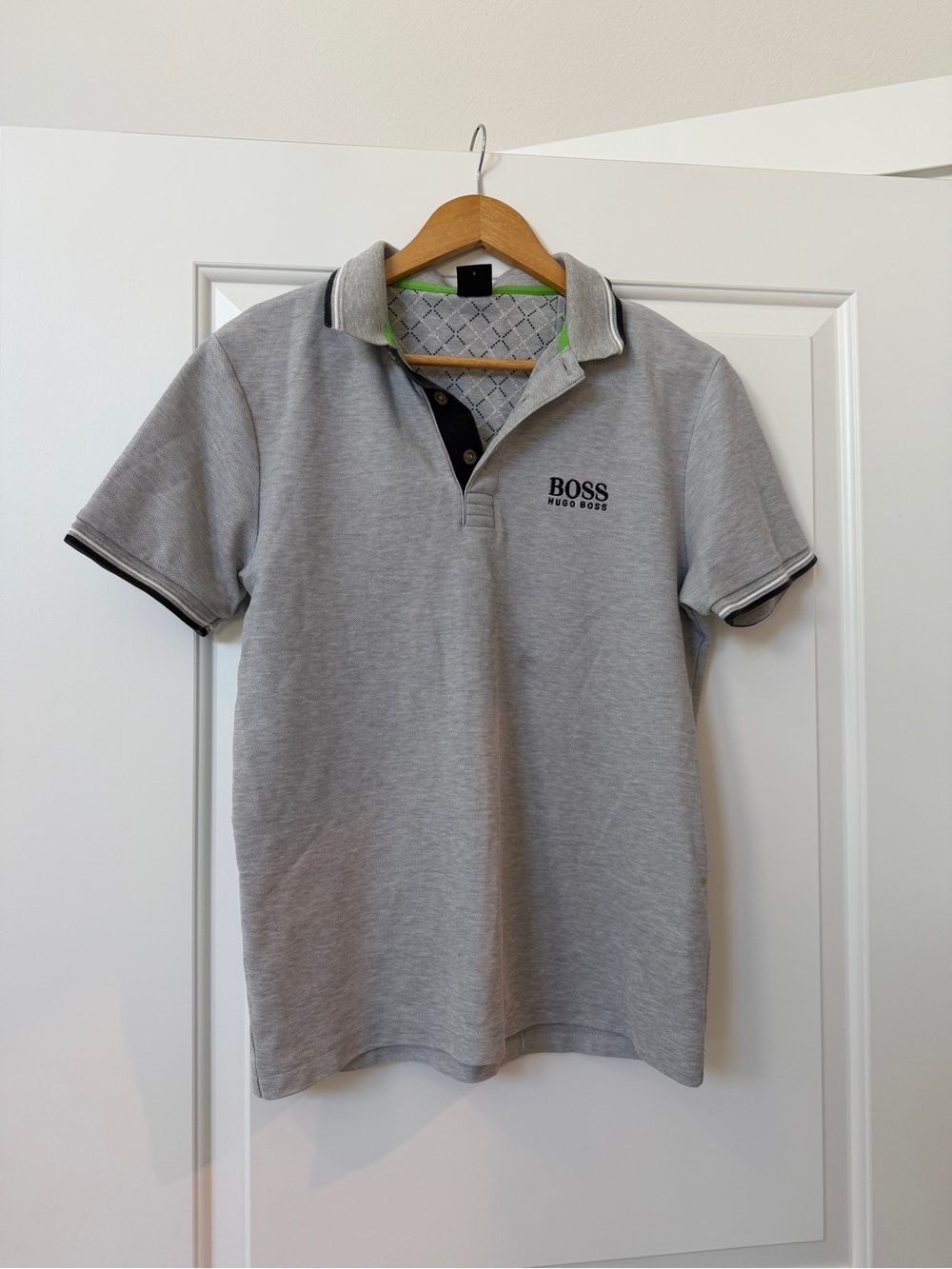 Hugo Boss Light Gray Polo with Contrast Trim